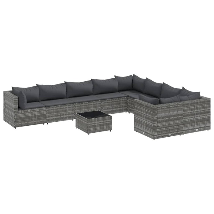 Set mobilier de grădină cu perne, 10 piese, gri, poliratan - WALTI WALTI