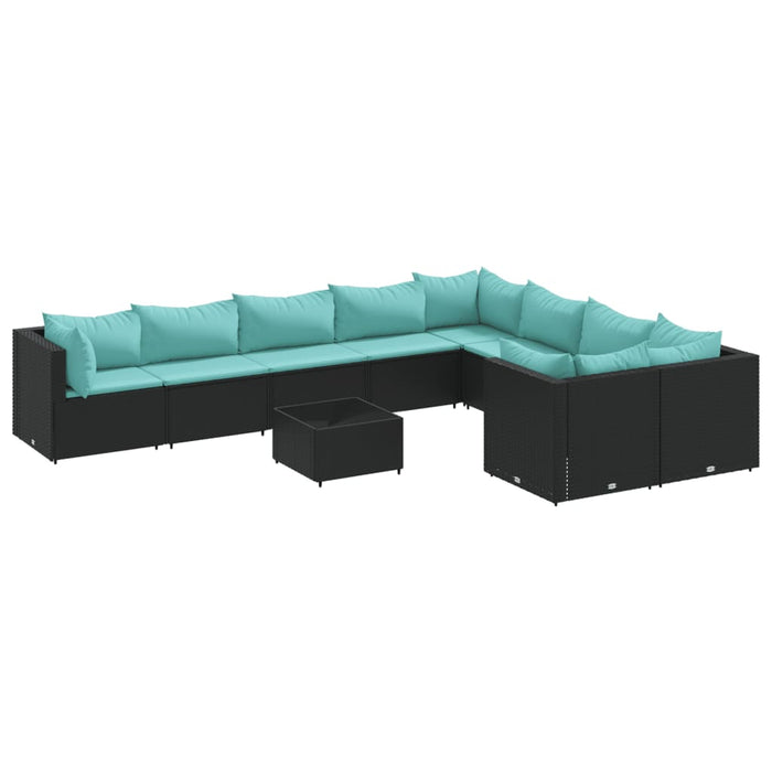 Set canapele de grădină cu perne, 10 piese, negru, poliratan - WALTI WALTI
