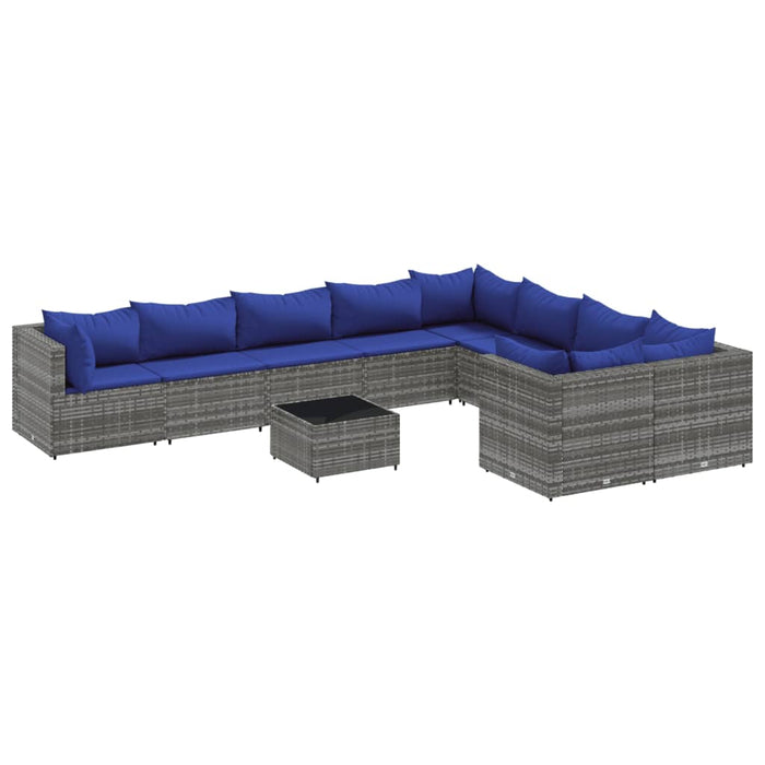 Set mobilier de grădină cu perne, 10 piese, gri, poliratan - WALTI WALTI