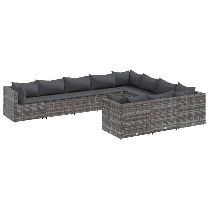 Set mobilier de grădină cu perne, 10 piese, gri, poliratan - WALTI WALTI