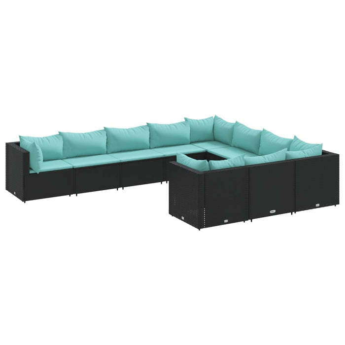 Set canapele de grădină cu perne, 10 piese, negru, poliratan - WALTI WALTI