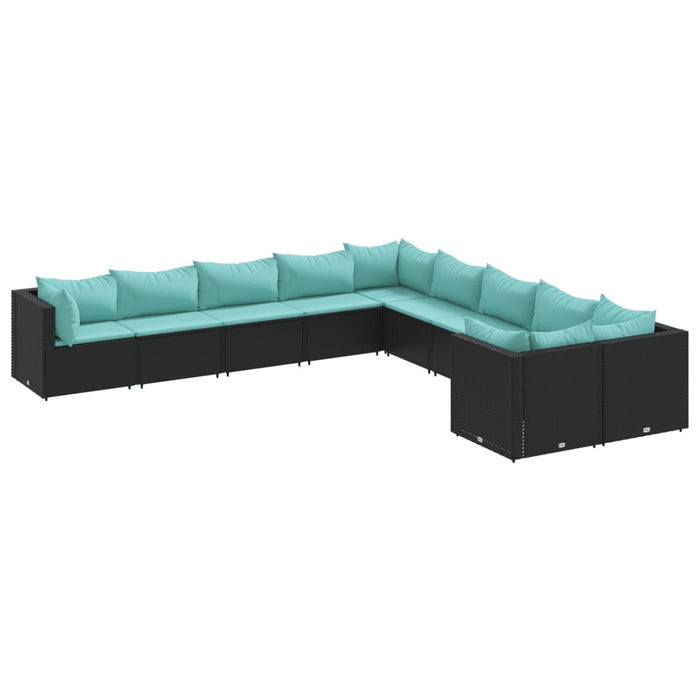 Set canapele de grădină cu perne, 10 piese, negru, poliratan - WALTI WALTI