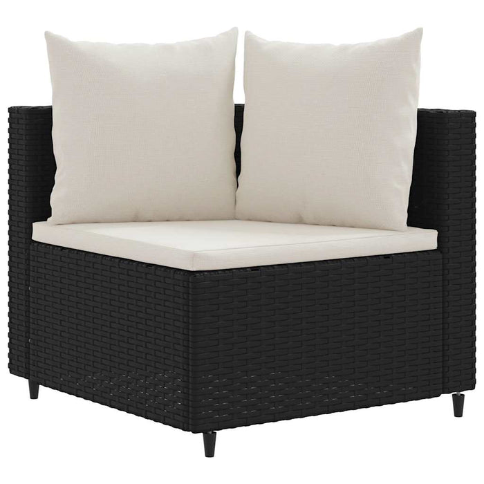 Set mobilier de grădină cu perne, 4 piese, negru, poliratan - WALTI WALTI