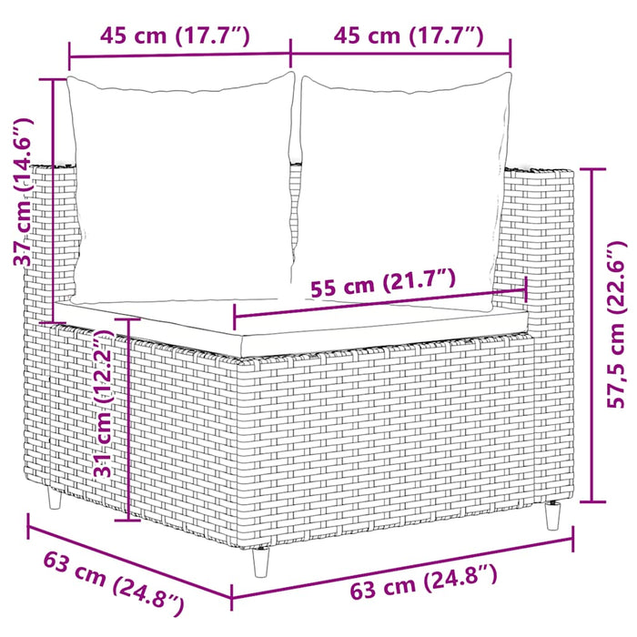 Set mobilier de grădină cu perne, 4 piese, negru, poliratan - WALTI WALTI