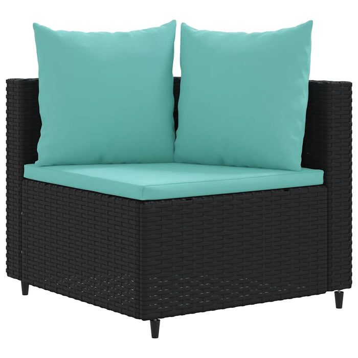 Set mobilier de grădină cu perne, 4 piese, negru, poliratan - WALTI WALTI