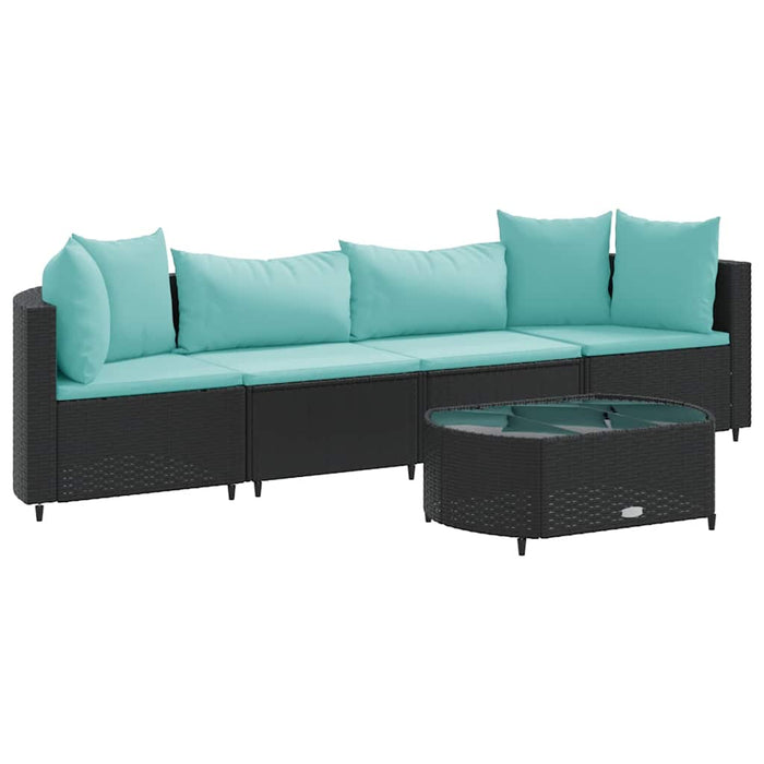 Set mobilier de grădină cu perne, 5 piese, negru, poliratan - WALTI WALTI