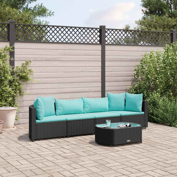Set mobilier de grădină cu perne, 5 piese, negru, poliratan - WALTI WALTI