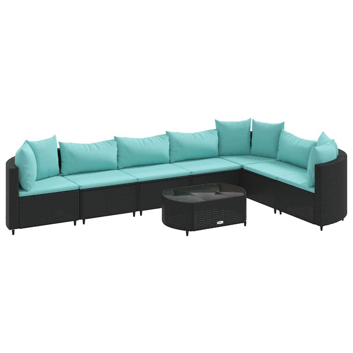 Set mobilier de grădină cu perne, 8 piese, negru, poliratan - WALTI WALTI