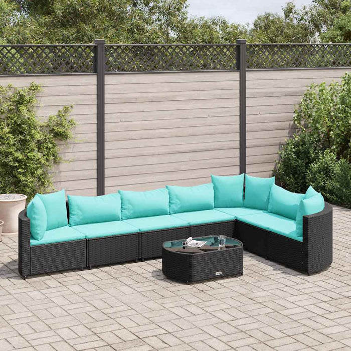 Set mobilier de grădină cu perne, 8 piese, negru, poliratan - WALTI WALTI