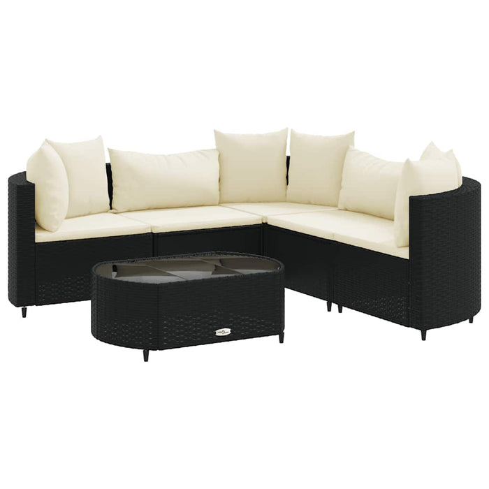 Set mobilier de grădină cu perne, 6 piese, negru, poliratan WALTI