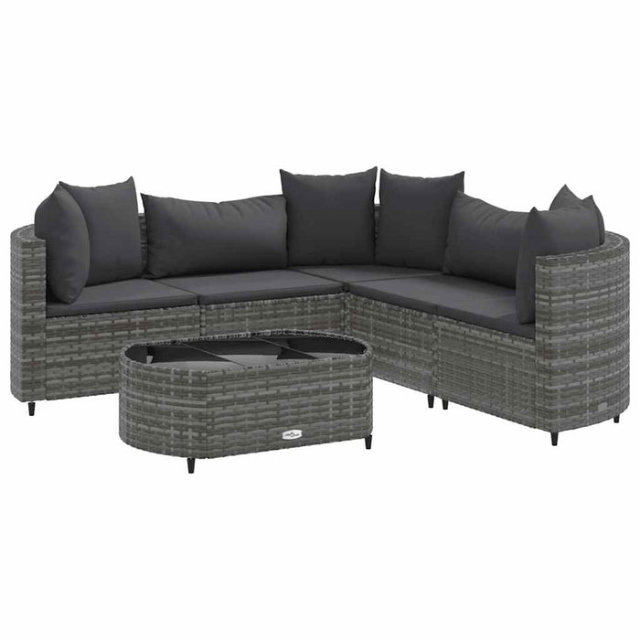 Set mobilier grădină cu perne, 6 piese, gri, poliratan - WALTI WALTI