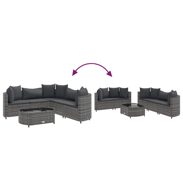 Set mobilier grădină cu perne, 6 piese, gri, poliratan - WALTI WALTI