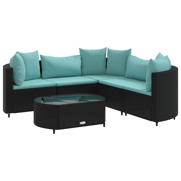 Set mobilier de grădină cu perne, 6 piese, negru, poliratan - WALTI WALTI