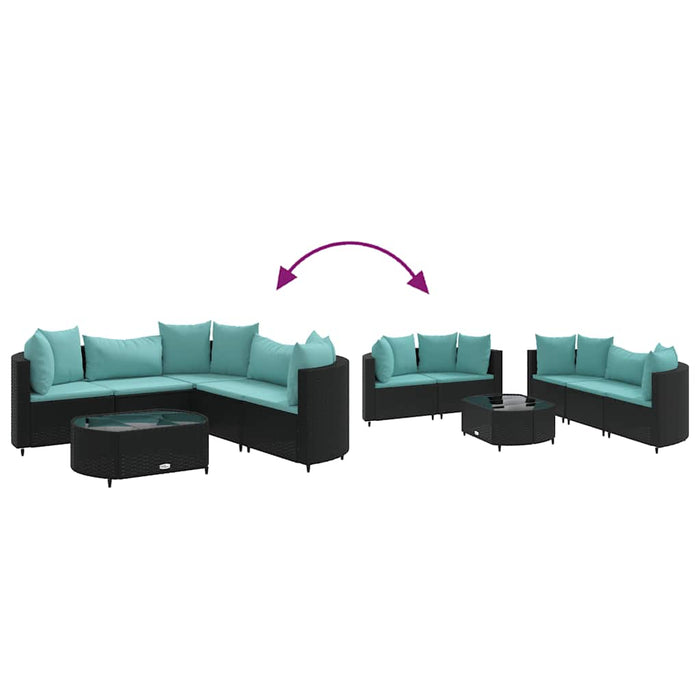 Set mobilier de grădină cu perne, 6 piese, negru, poliratan - WALTI WALTI