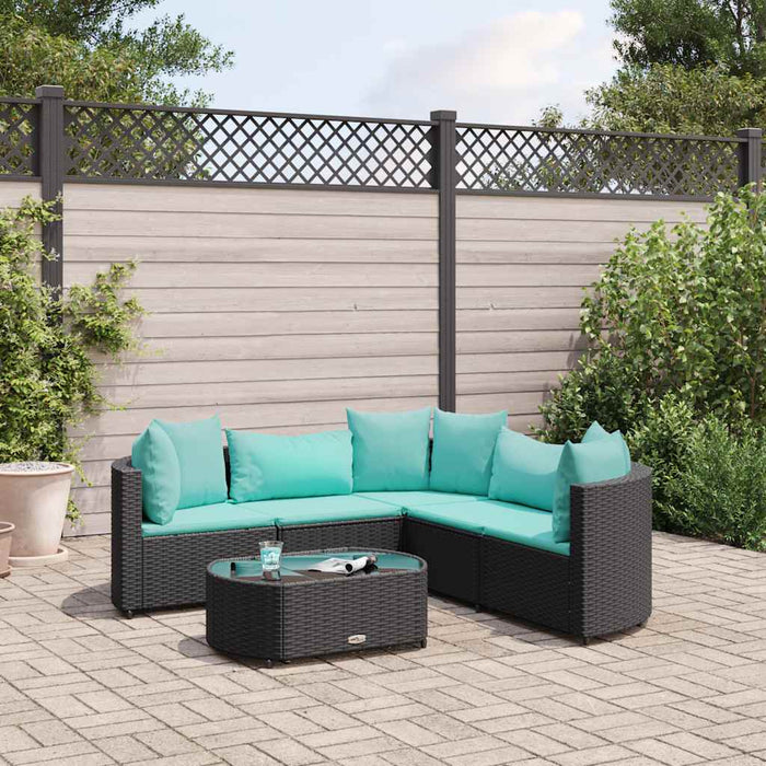 Set mobilier de grădină cu perne, 6 piese, negru, poliratan - WALTI WALTI