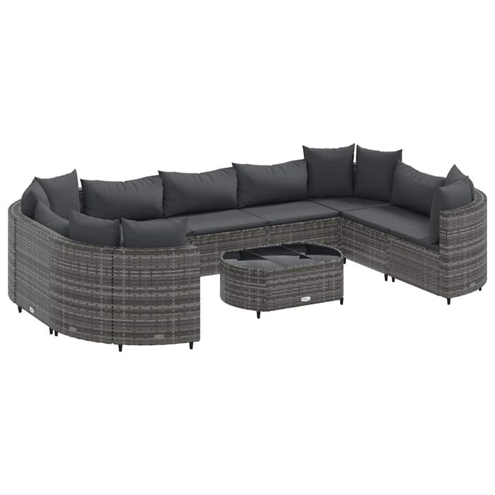 Set mobilier de grădină cu perne, 10 piese, gri, poliratan - WALTI WALTI