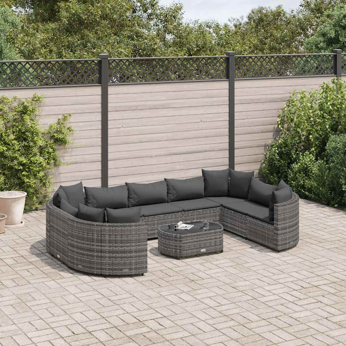 Set mobilier de grădină cu perne, 10 piese, gri, poliratan - WALTI WALTI