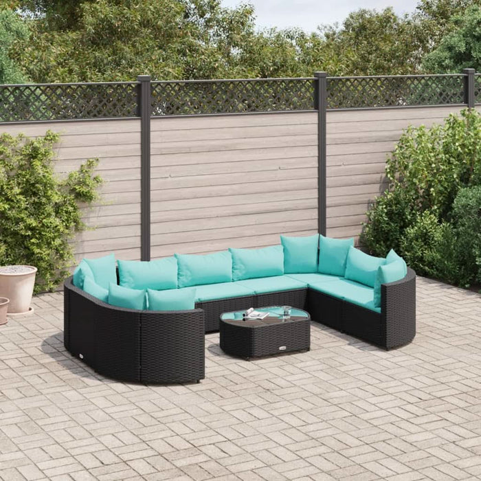 Set canapele de grădină cu perne, 10 piese, negru, poliratan - WALTI WALTI
