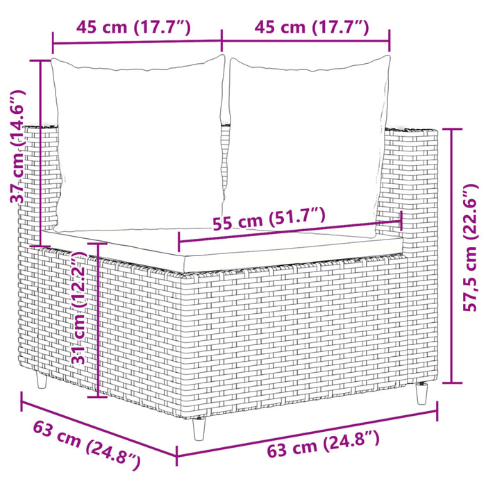 Set canapele de grădină cu perne, 10 piese, maro, poliratan - WALTI WALTI