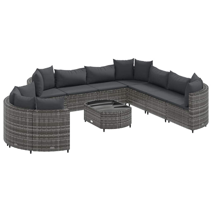 Set mobilier de grădină cu perne, 10 piese, gri, poliratan - WALTI WALTI