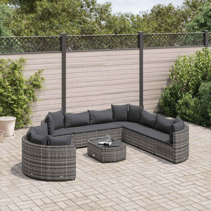 Set mobilier de grădină cu perne, 10 piese, gri, poliratan - WALTI WALTI