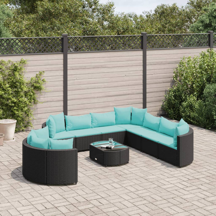 Set canapele de grădină cu perne, 10 piese, negru, poliratan - WALTI WALTI