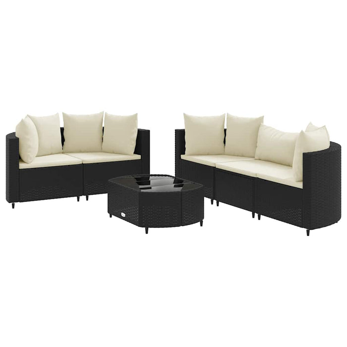Set mobilier de grădină cu perne, 6 piese, negru, poliratan - WALTI WALTI