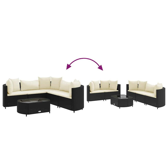 Set mobilier de grădină cu perne, 6 piese, negru, poliratan - WALTI WALTI