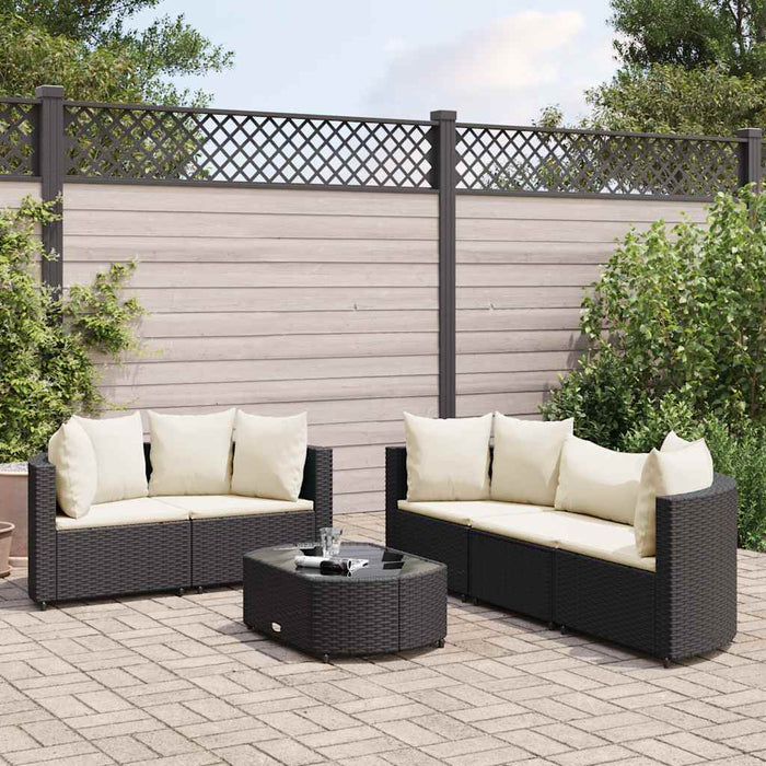 Set mobilier de grădină cu perne, 6 piese, negru, poliratan - WALTI WALTI