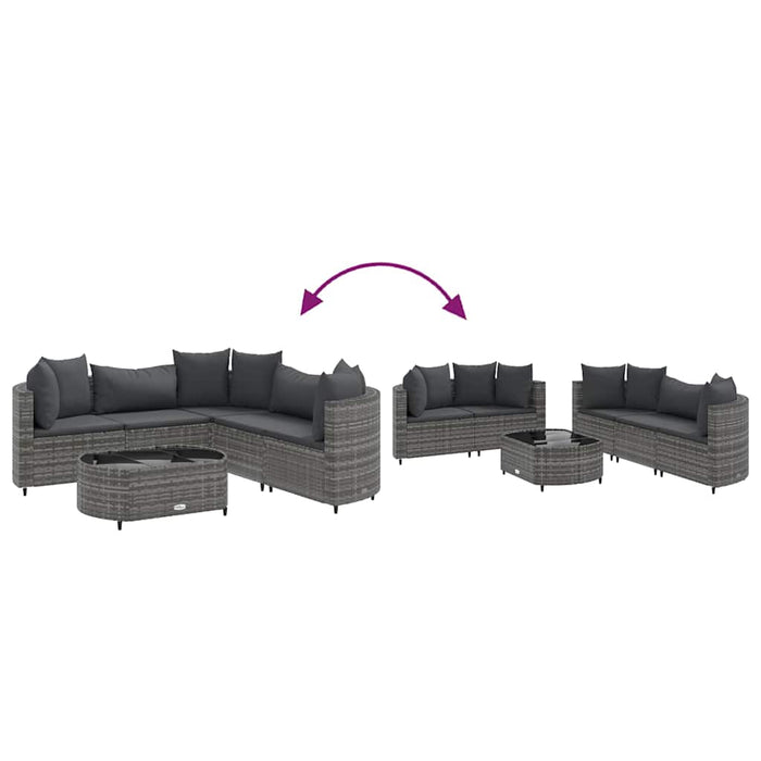 Set mobilier grădină cu perne, 6 piese, gri, poliratan - WALTI WALTI