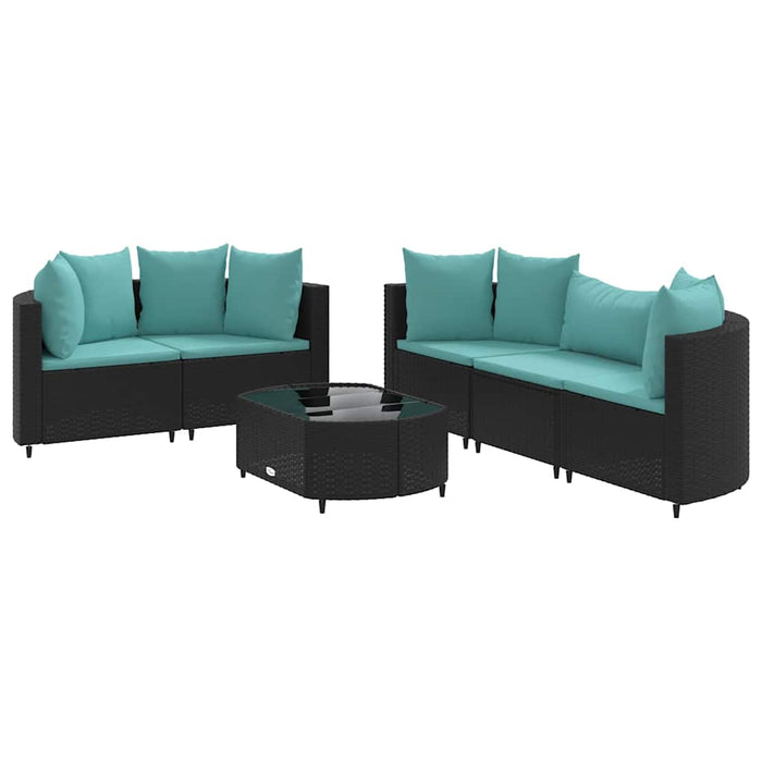 Set mobilier de grădină cu perne, 6 piese, negru, poliratan - WALTI WALTI
