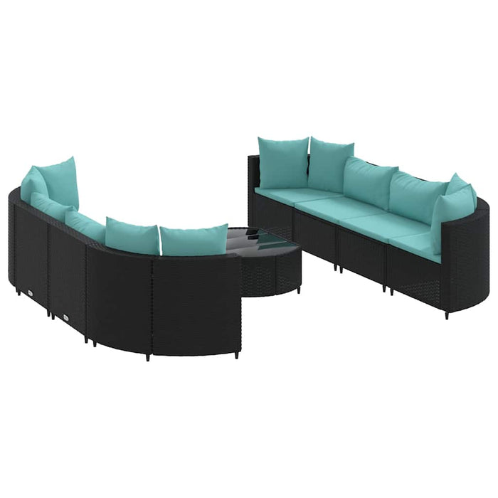 Set mobilier de grădină cu perne, 9 piese, negru, poliratan - WALTI WALTI