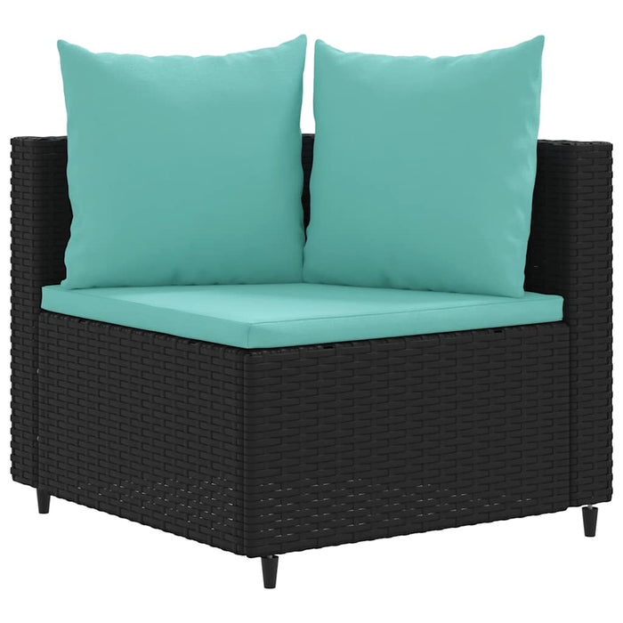 Set mobilier de grădină cu perne, 9 piese, negru, poliratan - WALTI WALTI