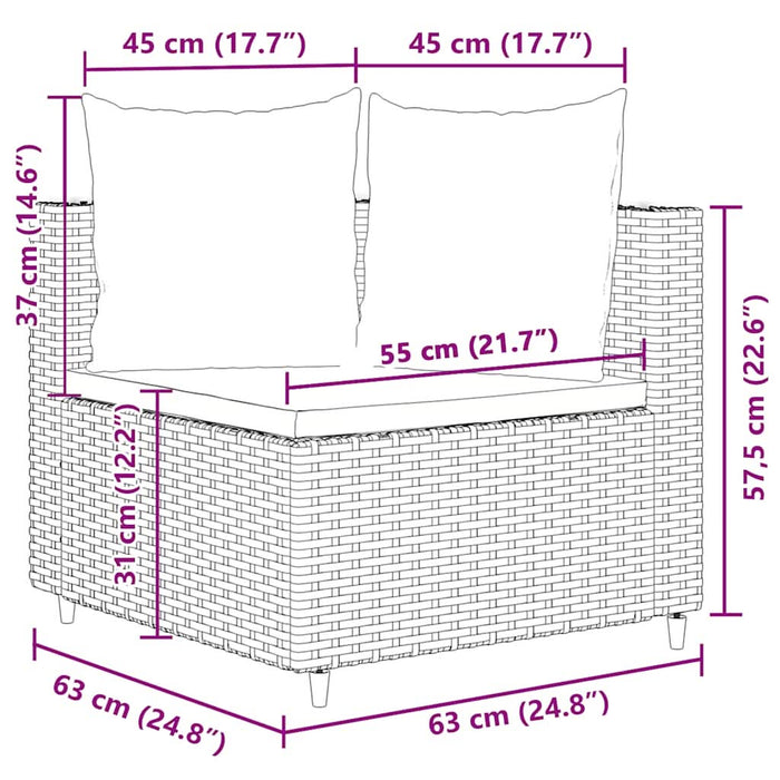 Set canapele de grădină, 7 piese, cu perne, gri, poliratan WALTI