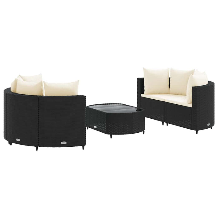 Set mobilier de grădină cu perne, 5 piese, negru, poliratan - WALTI WALTI
