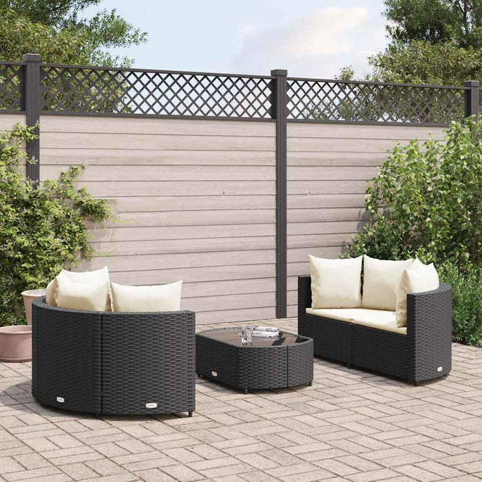 Set mobilier de grădină cu perne, 5 piese, negru, poliratan - WALTI WALTI