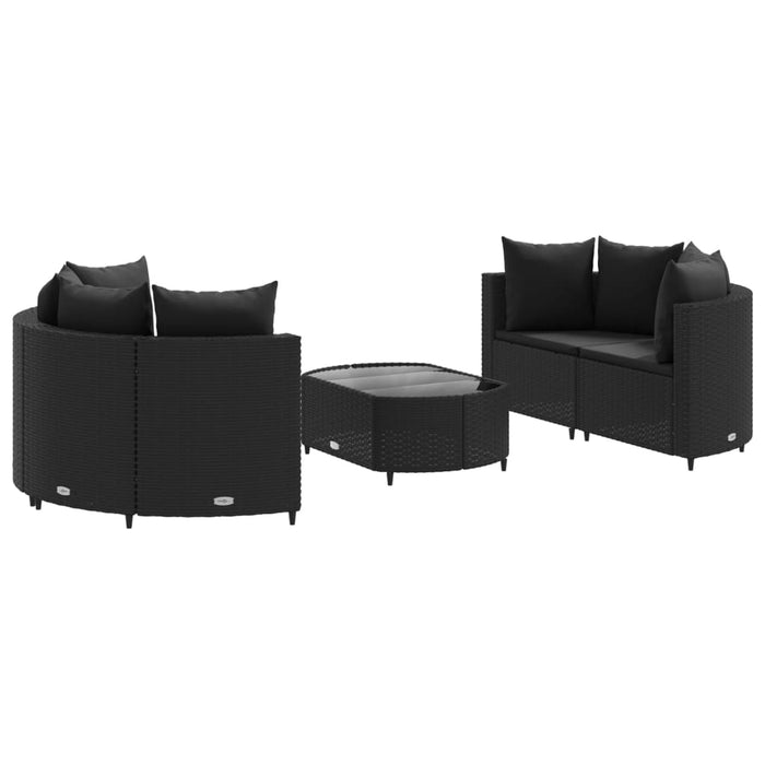 Set mobilier de grădină cu perne, 5 piese, negru, poliratan - WALTI WALTI