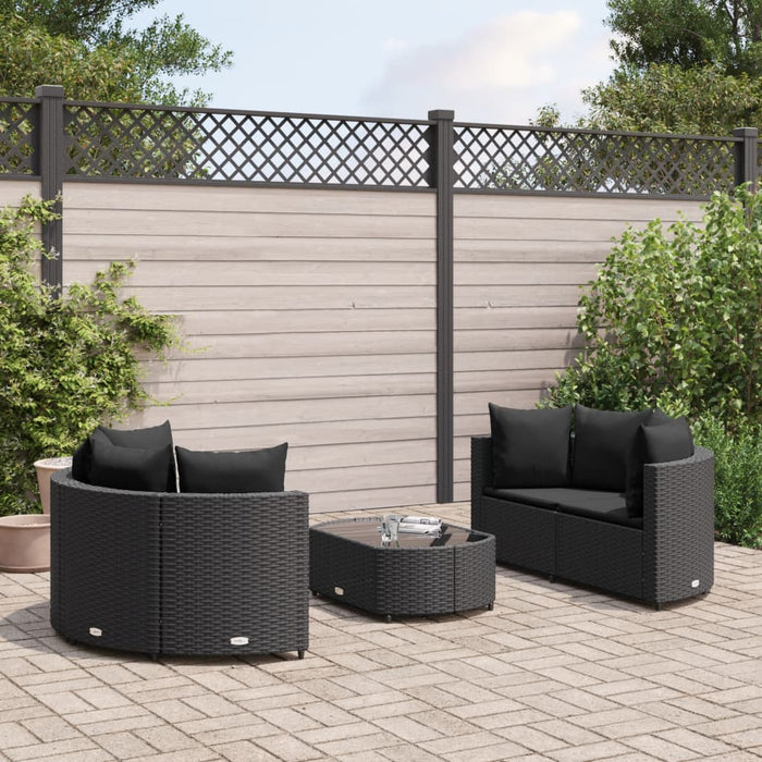 Set mobilier de grădină cu perne, 5 piese, negru, poliratan - WALTI WALTI