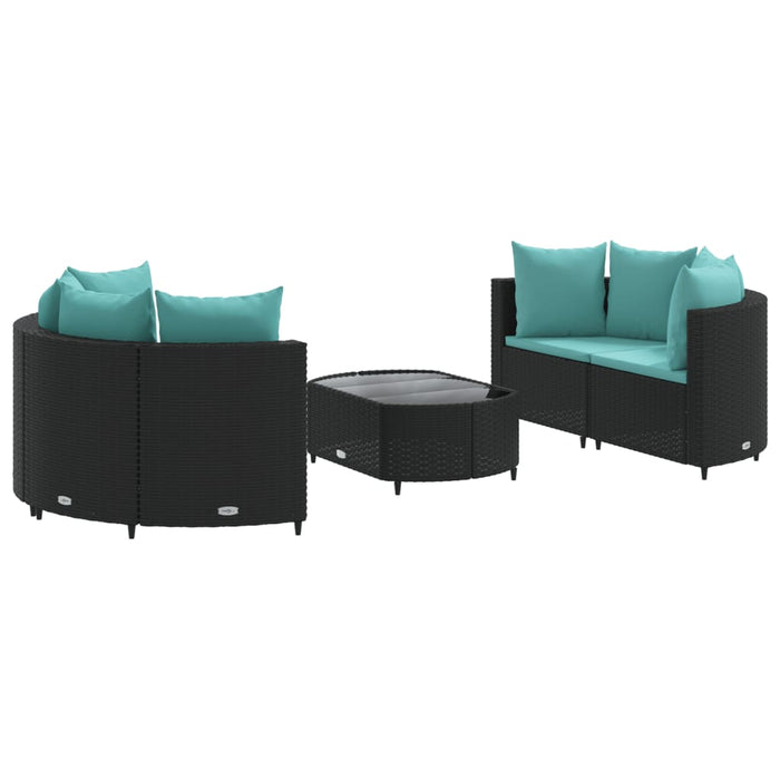 Set mobilier de grădină cu perne, 5 piese, negru, poliratan - WALTI WALTI