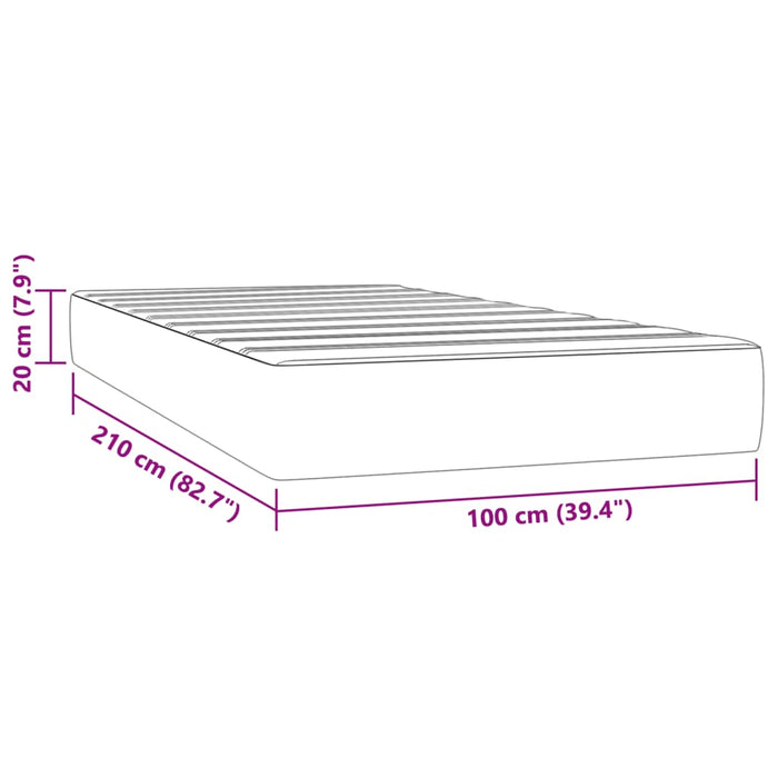 Saltea de pat cu arcuri, gri deschis, 100x210x20 cm, catifea - WALTI WALTI