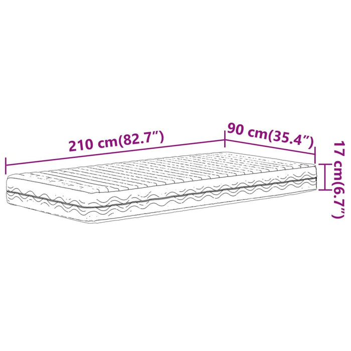 Saltea din spumă, alb, 90x210 cm, duritate H2 H3 - WALTI WALTI