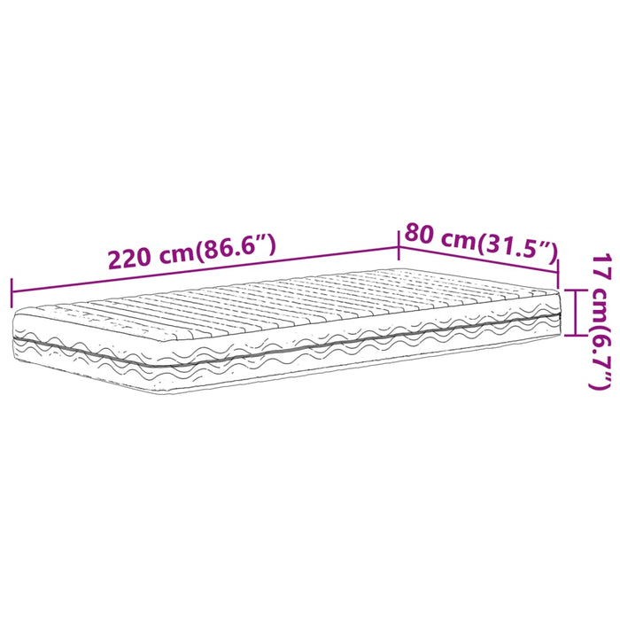 Saltea din spumă, alb, 80x220 cm, duritate H2 H3 - WALTI WALTI