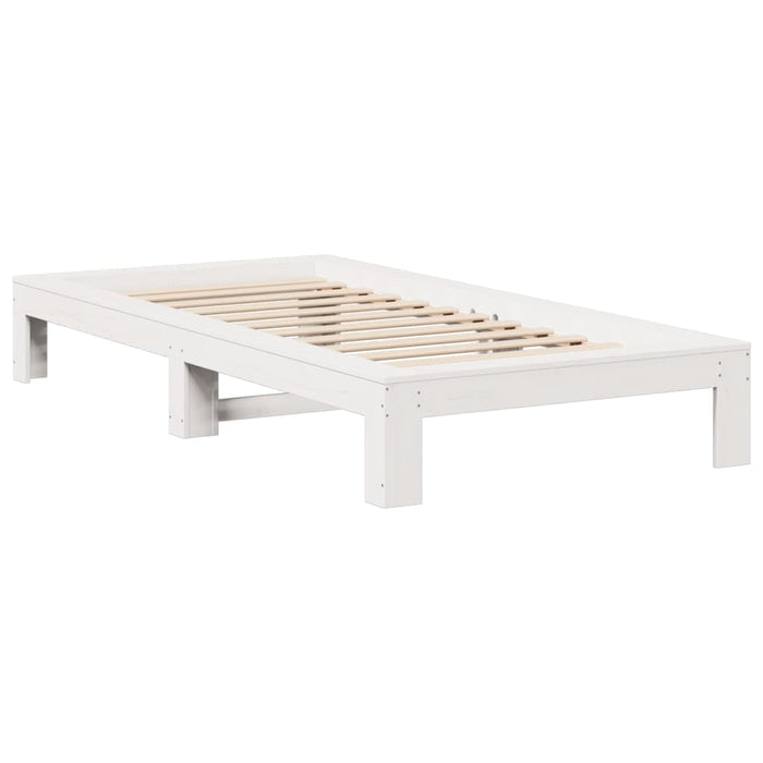 Cadru pat fără saltea, alb, 100x200 cm, lemn masiv pin - WALTI WALTI