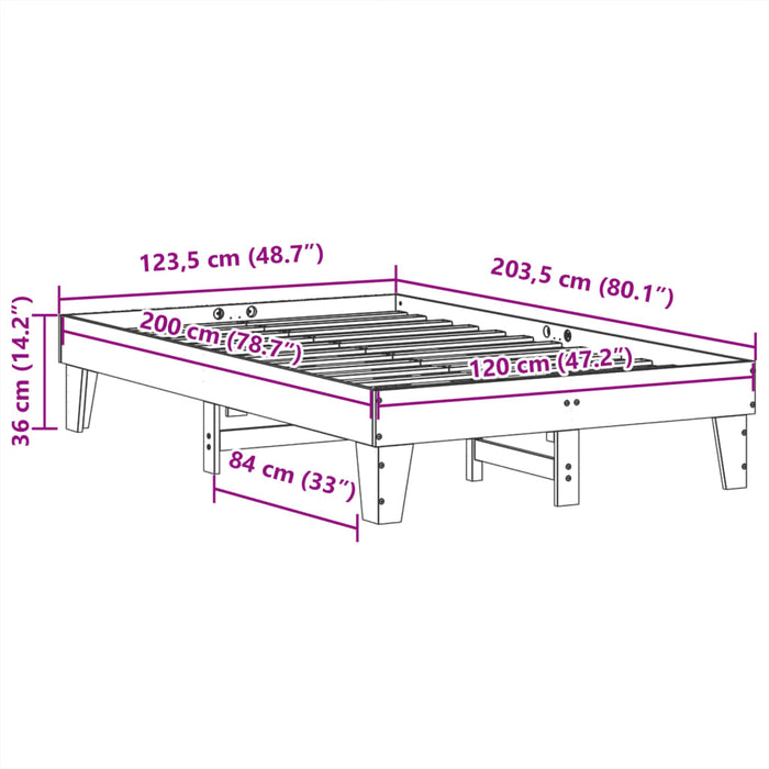 Cadru pat fără saltea, maro ceruit, 120x200 cm, lemn masiv pin - WALTI WALTI