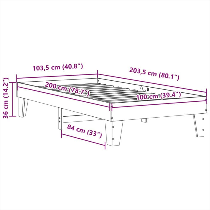 Cadru pat fără saltea, alb, 100x200 cm, lemn masiv pin - WALTI WALTI
