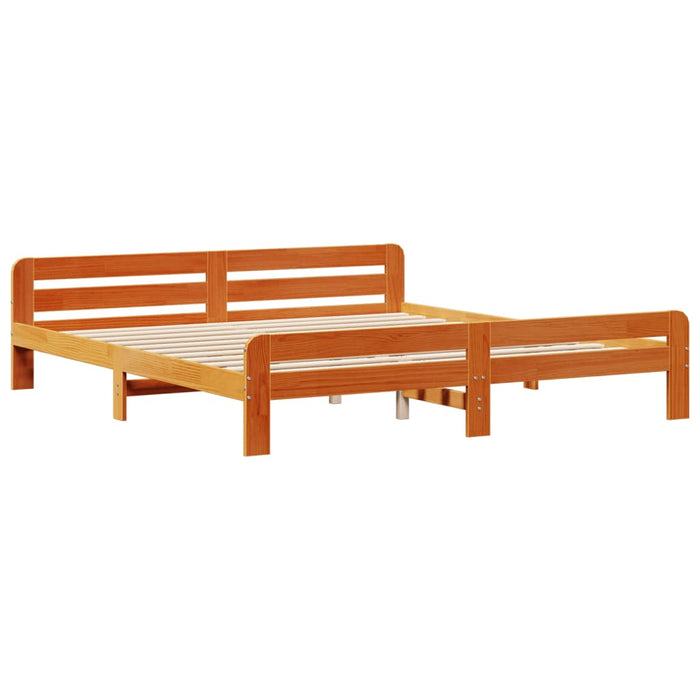 Cadru de pat fără saltea, maro ceruit 200x200 cm lemn masiv pin - WALTI WALTI