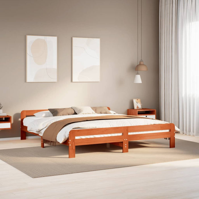 Cadru de pat fără saltea, maro ceruit 180x200 cm lemn masiv pin WALTI