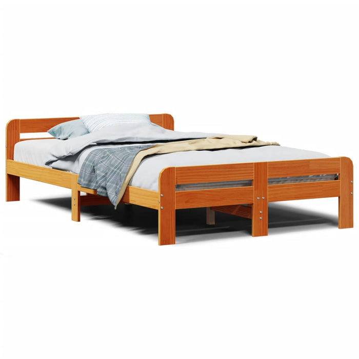 Cadru pat fără saltea, maro ceruit, 135x190 cm, lemn masiv pin - WALTI WALTI