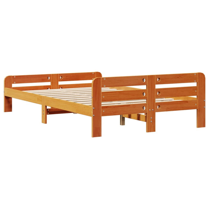 Cadru pat fără saltea, maro ceruit, 135x190 cm, lemn masiv pin - WALTI WALTI