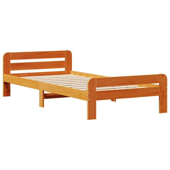 Cadru pat fără saltea, maro ceruit, 75x190 cm, lemn masiv pin - WALTI WALTI